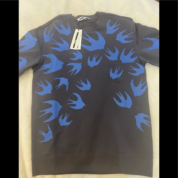 McQ Alexander McQueen Mens Print Swallow Sweatshirt Sz S - Picture 2 of 7